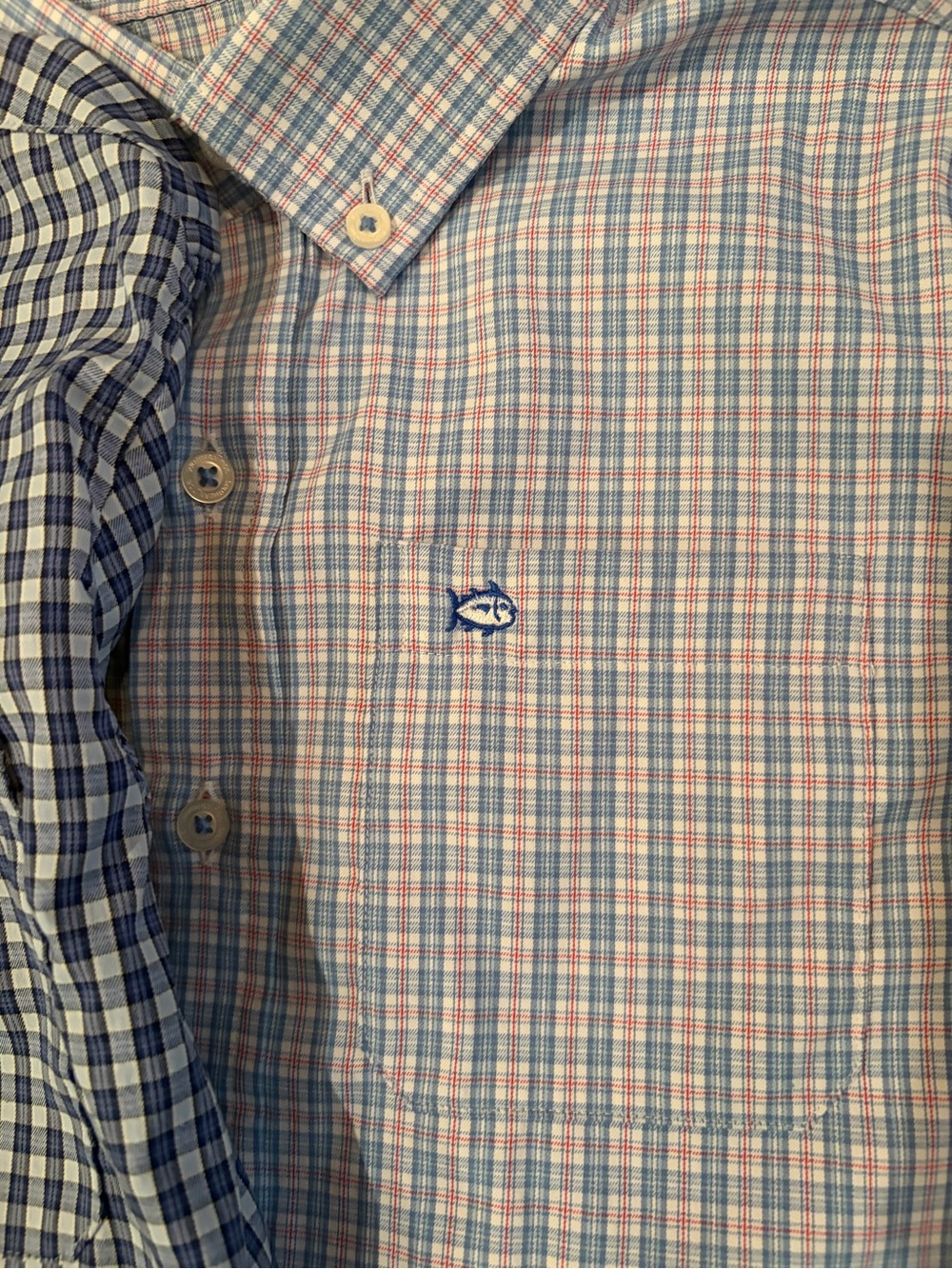 Pair of Southern Tide Boy’s Button-Down Check Shirt - Navy & Light Blue - Picture 3 of 5